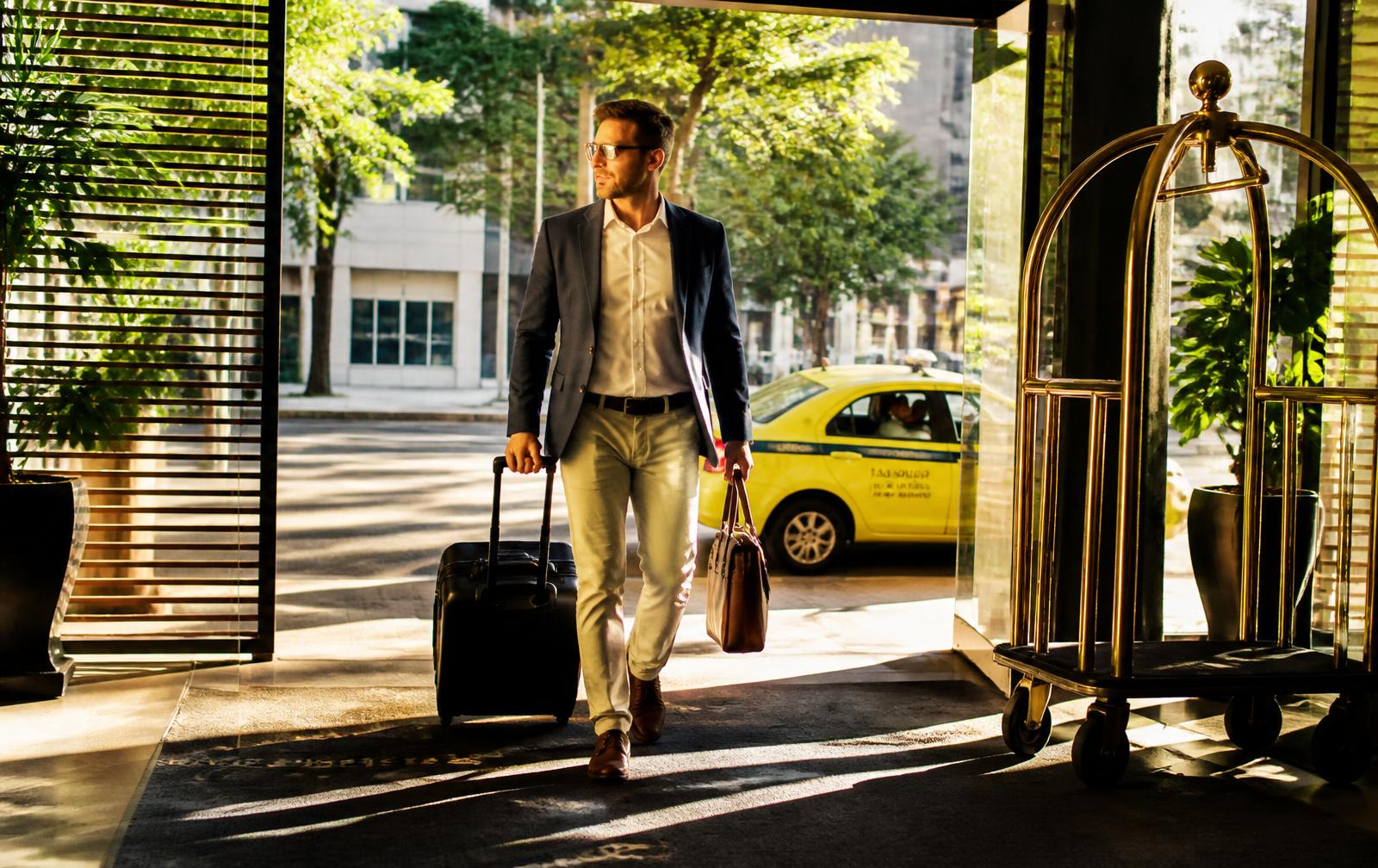 Chegada ao hotel em viagem a trabalho
